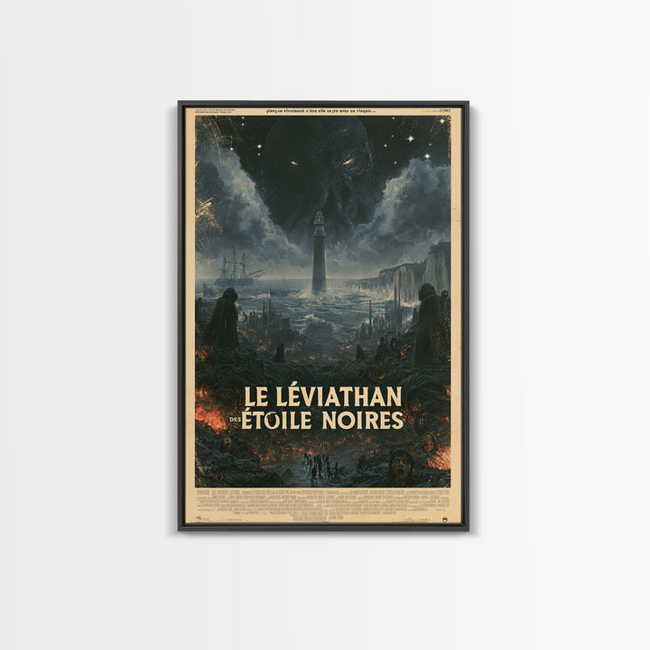 The Leviathan Of Black Stars, French Language Horror Movie Poster, 1960s Horror Art, Cult Horror Poster, Framed Canvas Print
