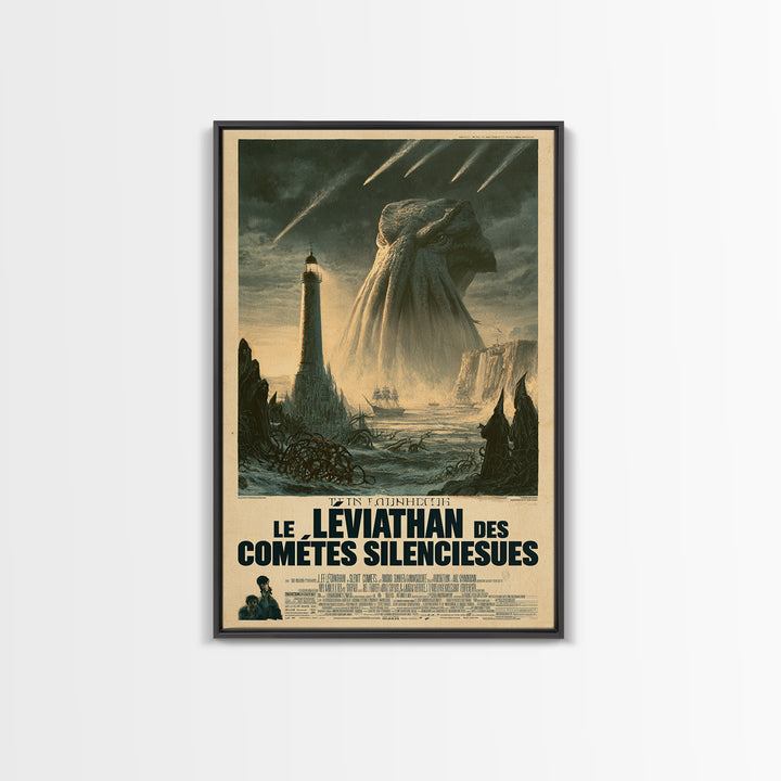The Leviathan Of Silent Comets, French Language Horror Movie Poster, 1960s Horror Art, Cosmic Horror Movie Art, Canvas Print