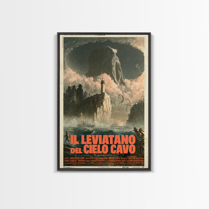 The Leviathan Of The Hollow Sky, Italian Language Horror Movie Poster, 1970s Horror Art, Gothic Cinema Wall Art, Framed Canvas Print