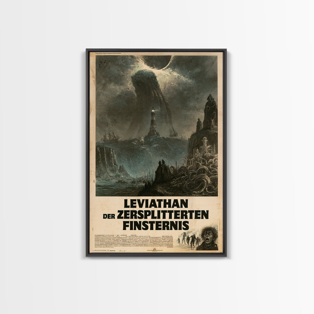 The Leviathan Of The Shattered Eclipse, German Language Horror Movie Poster, 1960s Horror Art, Eldritch Cinema Wall Art, Framed Canvas Print