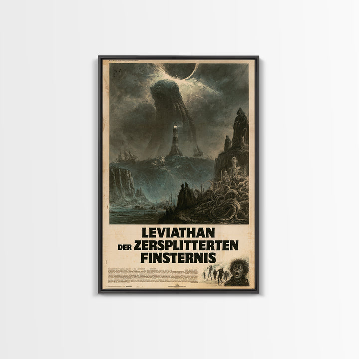 The Leviathan Of The Shattered Eclipse, German Language Horror Movie Poster, 1960s Horror Art, Eldritch Cinema Wall Art, Framed Canvas Print