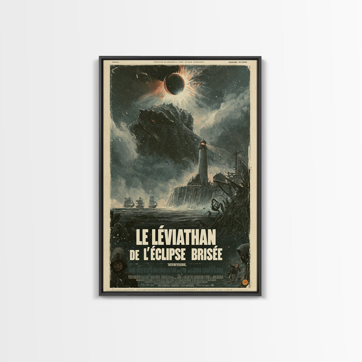 The Leviathan Of The Shattered Eclipse, French Language Horror Movie Poster, 1960s Horror Art, Eldritch Cinema Wall Art, Framed Canvas Print
