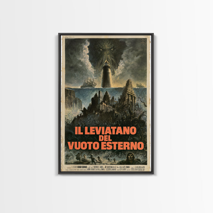 The Leviathan Of The Outer Void, Italian Language Horror Movie Poster, 1970s Horror Art, Gothic Cinema Wall Art, Framed Canvas Print