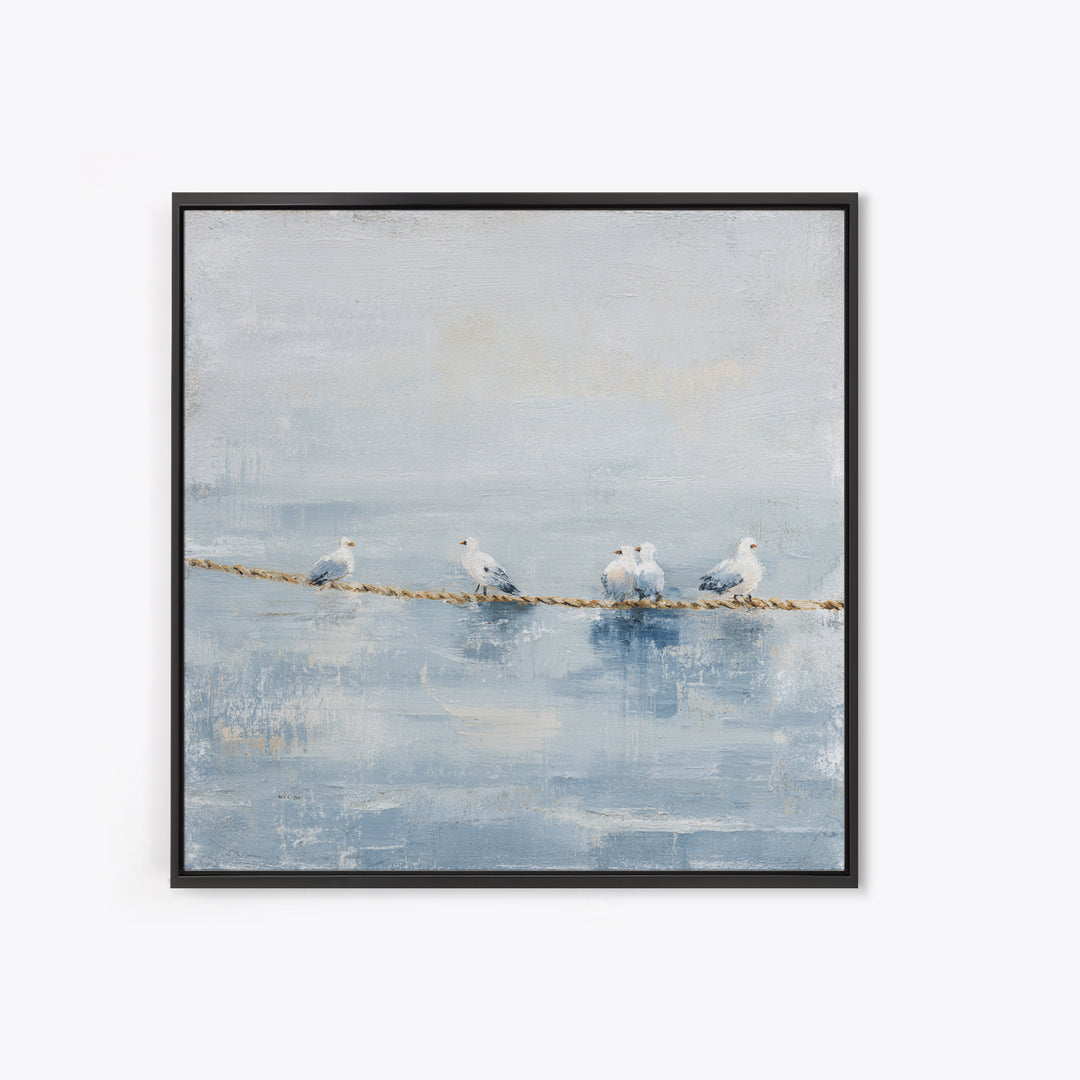 Seagulls Crossing a Muted Sky Canvas Print, Coastal Art, Landscape Painting, Coastal Decor, Fine Art, Coastal, Modern Decor, COA-1x1-10