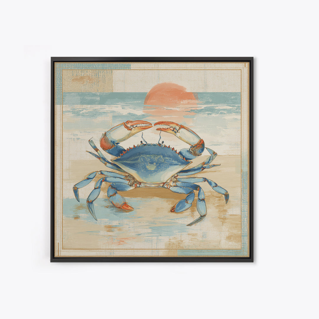 Blue Crab Illustration Canvas Print, Coastal Art, Coastal Decor, Fine Art, Coastal, Fine Art Print, Statement Artwork, COA-1x1-14