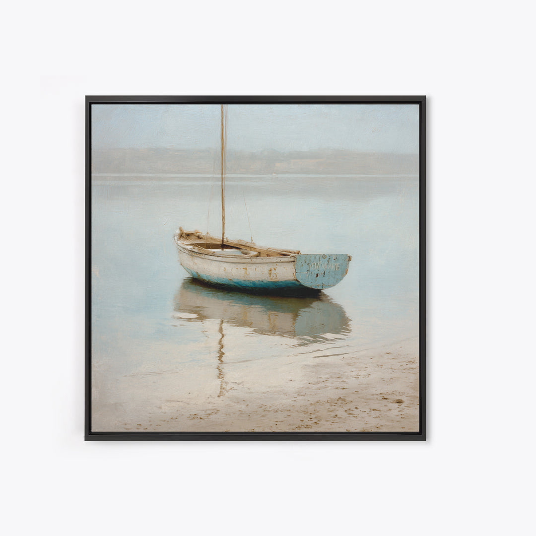 Weathered Sailboat on Calm Morning Water Canvas Print, Coastal Art, Coastal Prints, Coastal Decor, Fine Art, Coastal, COA-1x1-50