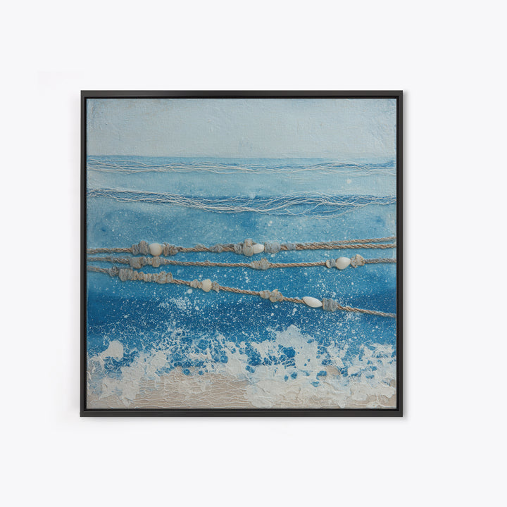 Minimal Wave Line Drawing Framed Canvas Print, Coastal Art, Boho Wall Art, Coastal Decor, Abstract Art, Coastal, Beach Print, COA-1x1-56