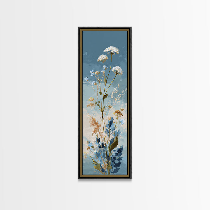 Coastal Botanical Bouquet Canvas Print, Coastal Art, Watercolor Painting, Coastal Decor, Oil Painting, Coastal, COA-1x3-33