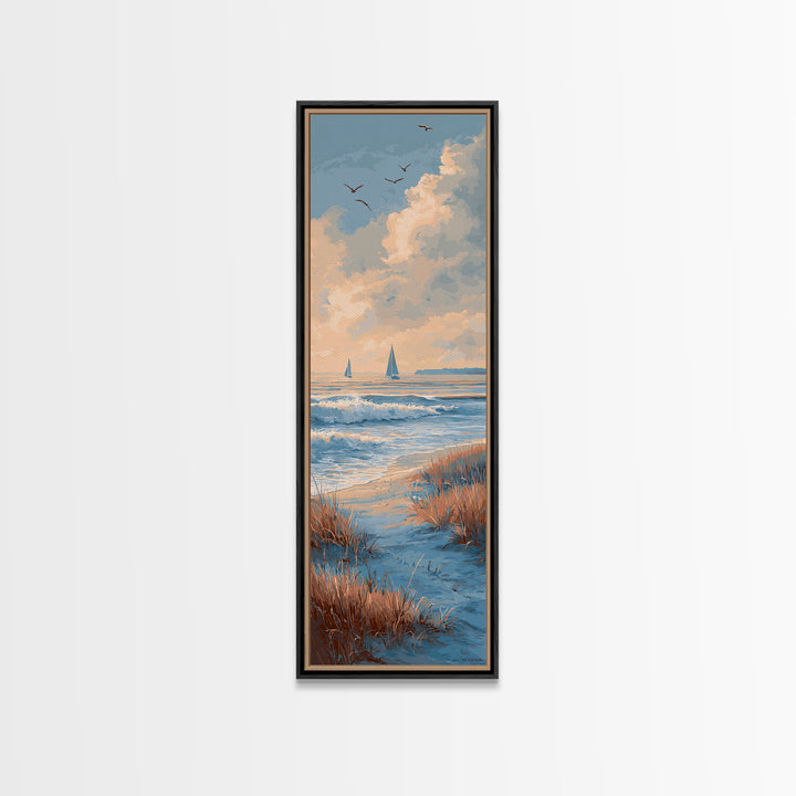 Sunset over Marshland with Warm Gold Canvas Print, Coastal Art, Ocean Art, Coastal Decor, Fine Art, Coastal, Art Print, COA-1x3-49