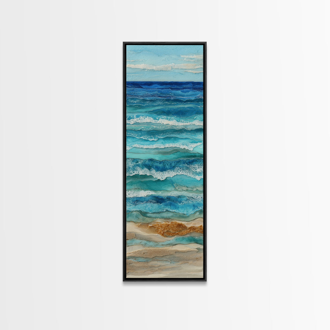Aerial Sandbar with Turquoise Water Canvas Print, Coastal Art, Landscape Painting, Coastal Decor, Coastal, Modern Decor, COA-1x3-89