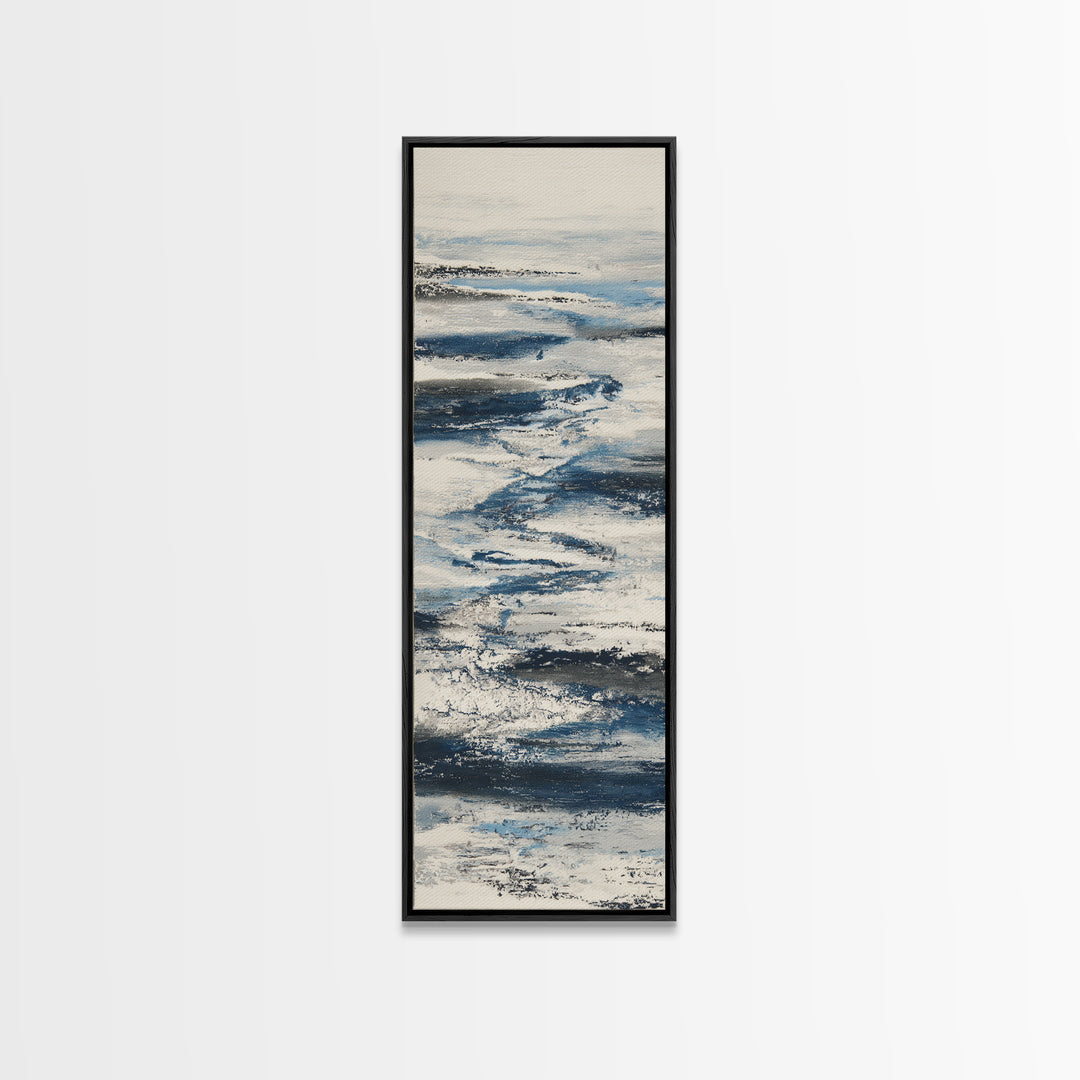 Minimal Wave Line Drawing Framed Canvas Print, Coastal Art, Coastal Decor, Abstract Art, Coastal, Oyster Art, Gallery Decor, COA-1x3-92