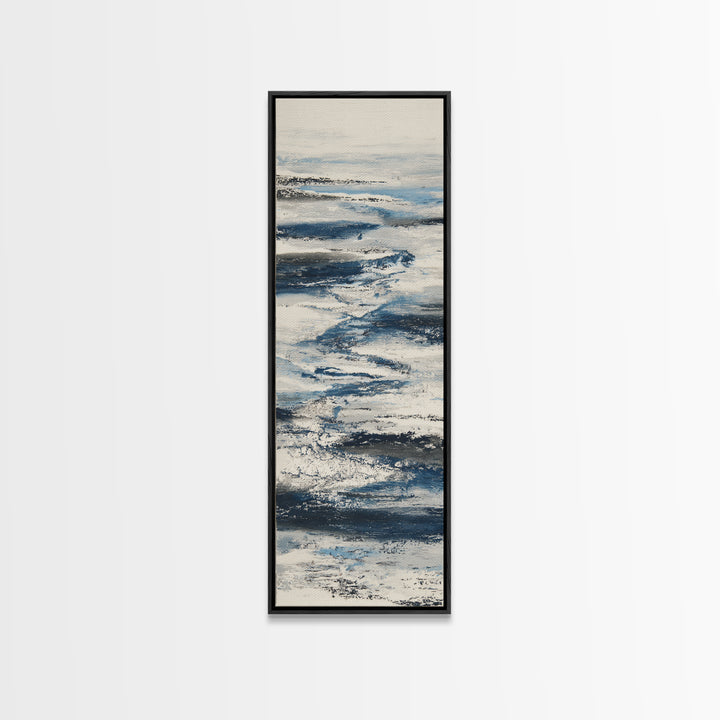 Minimal Wave Line Drawing Framed Canvas Print, Coastal Art, Coastal Decor, Abstract Art, Coastal, Oyster Art, Gallery Decor, COA-1x3-92