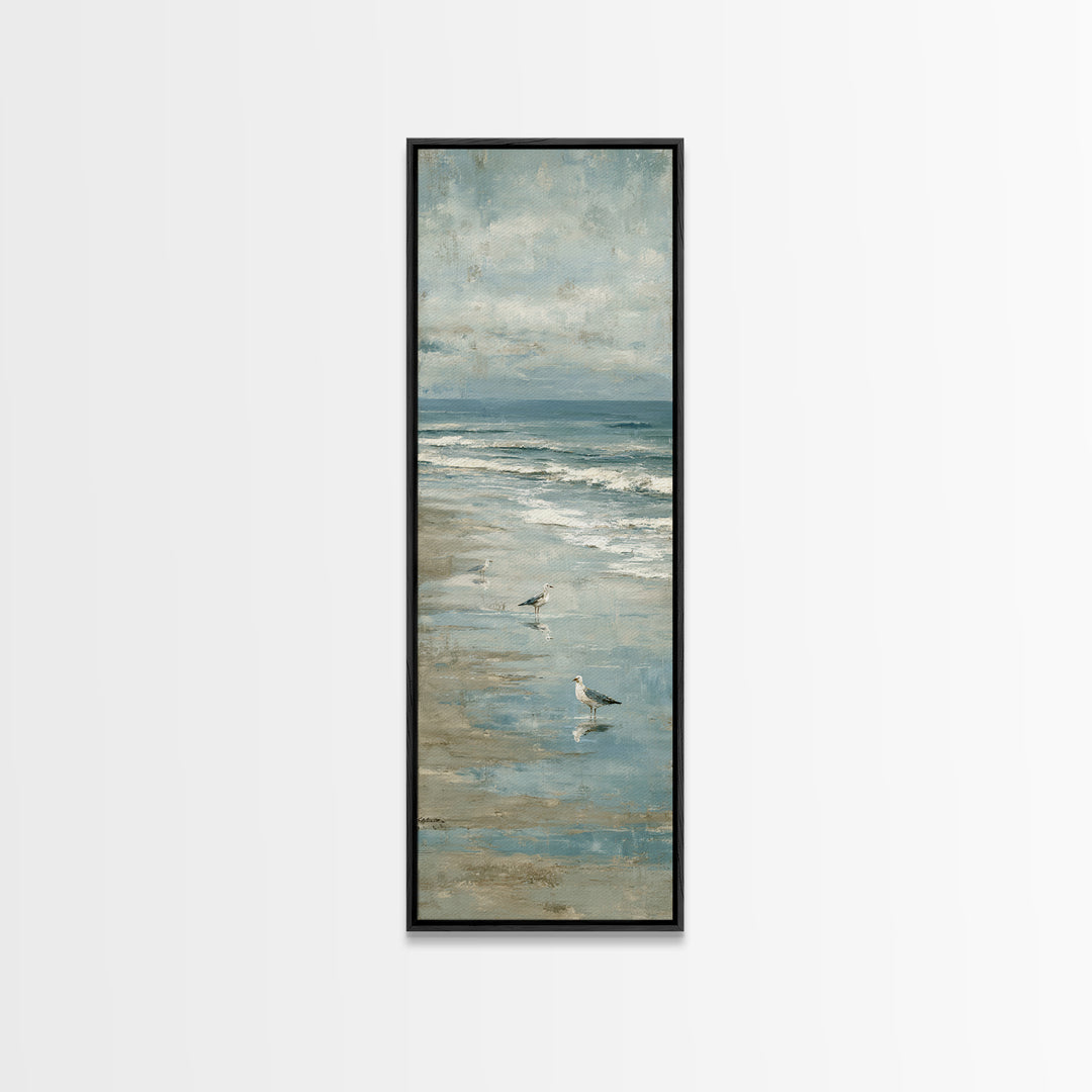 Seagulls Crossing a Muted Sky Canvas Print, Coastal Art, Fine Art Print, Coastal Decor, Fine Art, Coastal, Wall Decor, COA-1x3-94