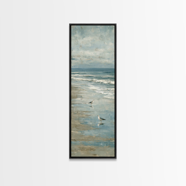 Seagulls Crossing a Muted Sky Canvas Print, Coastal Art, Fine Art Print, Coastal Decor, Fine Art, Coastal, Wall Decor, COA-1x3-94