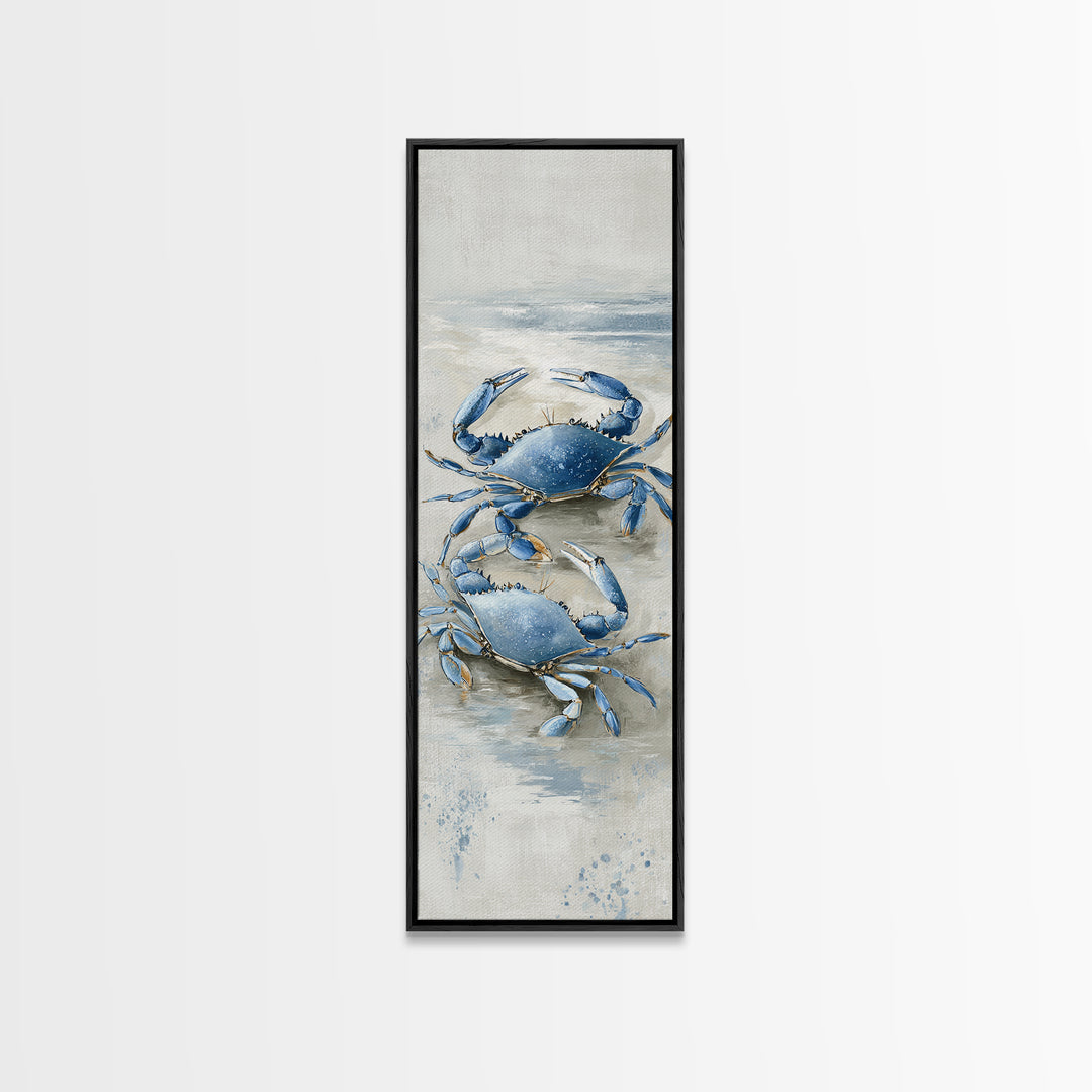 Blue Crab Illustration Canvas Print, Coastal Art, Statement Artwork, Coastal Decor, Fine Art, Coastal, Prints, COA-1x3-98