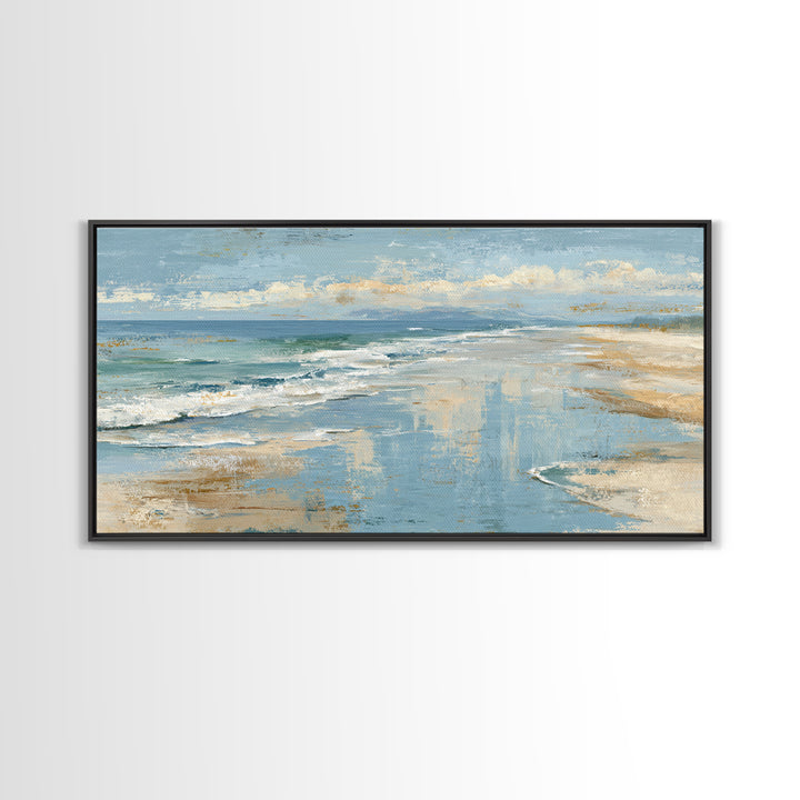 Abstract Seafoam Patterns Framed Canvas Print, Coastal Art, Fine Art Print, Coastal Decor, Abstract Art, Coastal, Wall Decor, COA-2x1-14