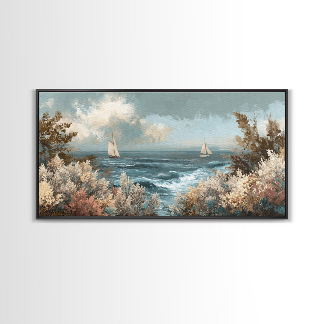Coastal Botanical Bouquet Canvas Print, Coastal Art, Contemporary Art, Coastal Decor, Fine Art, Coastal, Modern Wall Art, COA-2x1-17