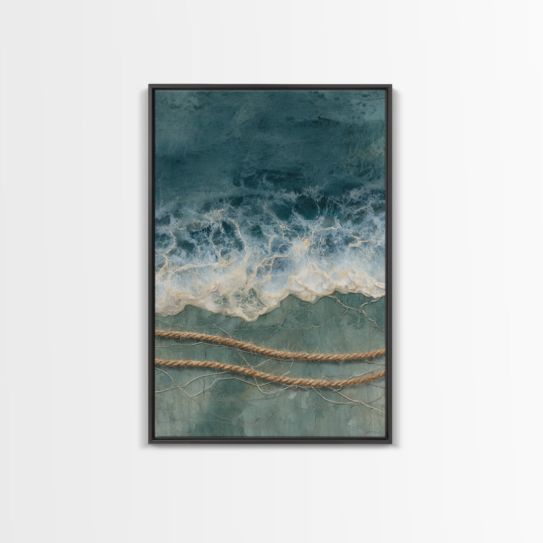 Storm Cloud over Deep Green Water Framed Canvas Print, Coastal Art, Statement Artwork, Coastal Decor, Fine Art, Coastal, COA-2x3-4