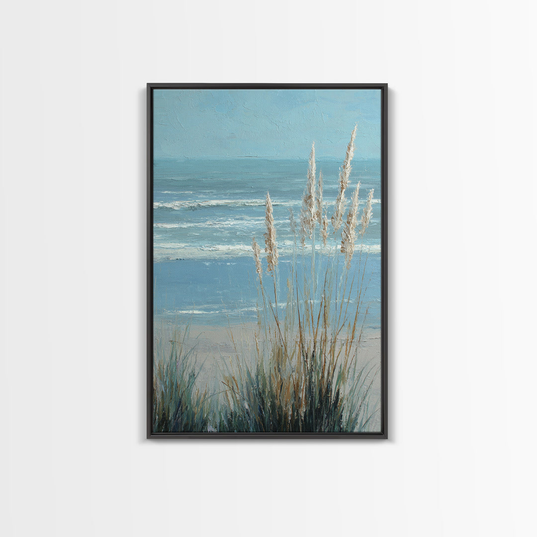 Coastal Grasses Moving Framed Canvas Print, Coastal Art, Wall Art, Coastal Decor, Fine Art, Coastal, Bird Art, Wood Art, COA-2x3-60