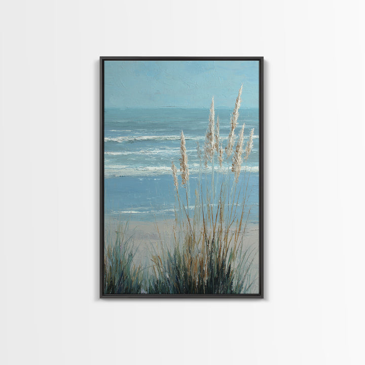 Coastal Grasses Moving Framed Canvas Print, Coastal Art, Wall Art, Coastal Decor, Fine Art, Coastal, Bird Art, Wood Art, COA-2x3-60