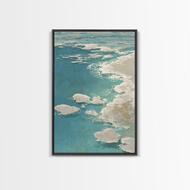 Abstract Seafoam Patterns Framed Canvas Print, Coastal Art, Prints, Coastal Decor, Abstract Art, Coastal, Coastal Wall Art, COA-2x3-74