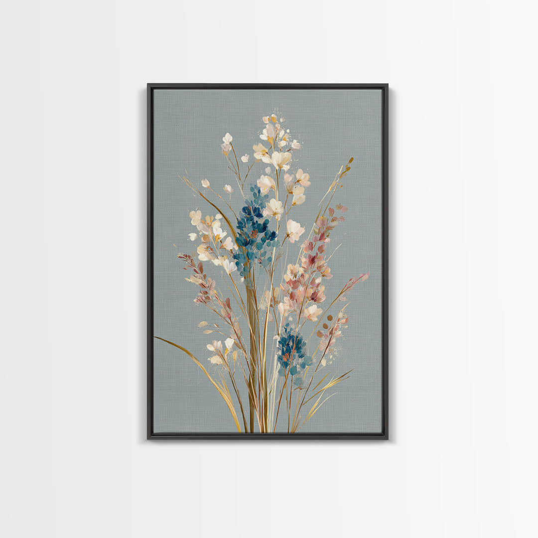 Coastal Botanical Bouquet Canvas Print, Coastal Art, Bird Art, Coastal Decor, Fine Art, Coastal, Living Room Art, Ocean Art, COA-2x3-77