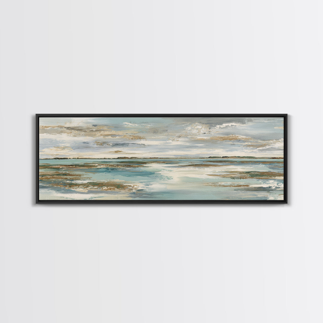 Abstract Seafoam Patterns Framed Canvas Print, Coastal Art, Bird Art, Coastal Decor, Fine Art, Coastal, Living Room Art, COA-3x1-58