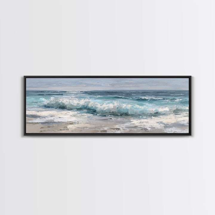 Moonlit Ocean with Silver Surf Canvas Print, Coastal Art, Gallery Decor, Coastal Decor, Fine Art, Coastal, Contemporary Art, COA-3x1-62