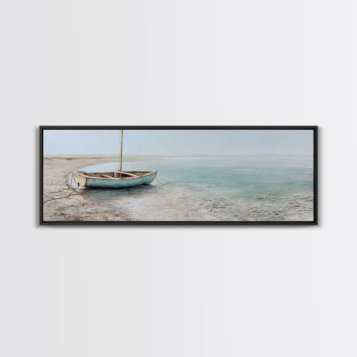 Weathered Sailboat on Calm Morning Water Canvas Print, Coastal Art, Nautical Decor, Coastal Decor, Fine Art, Coastal, COA-3x1-66