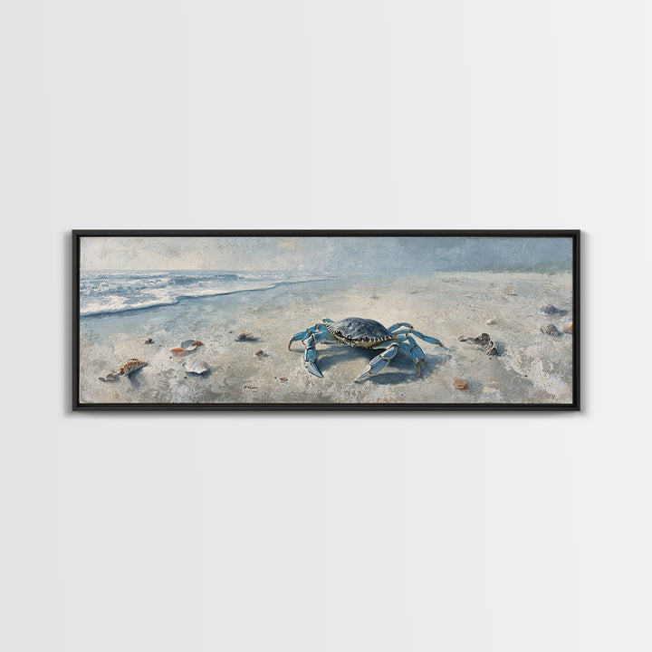 Blue Crab Illustration Canvas Print, Coastal Art, Wall Decor, Coastal Decor, Coastal, Nautical Decor, Coastal Wall Art, COA-3x1-78