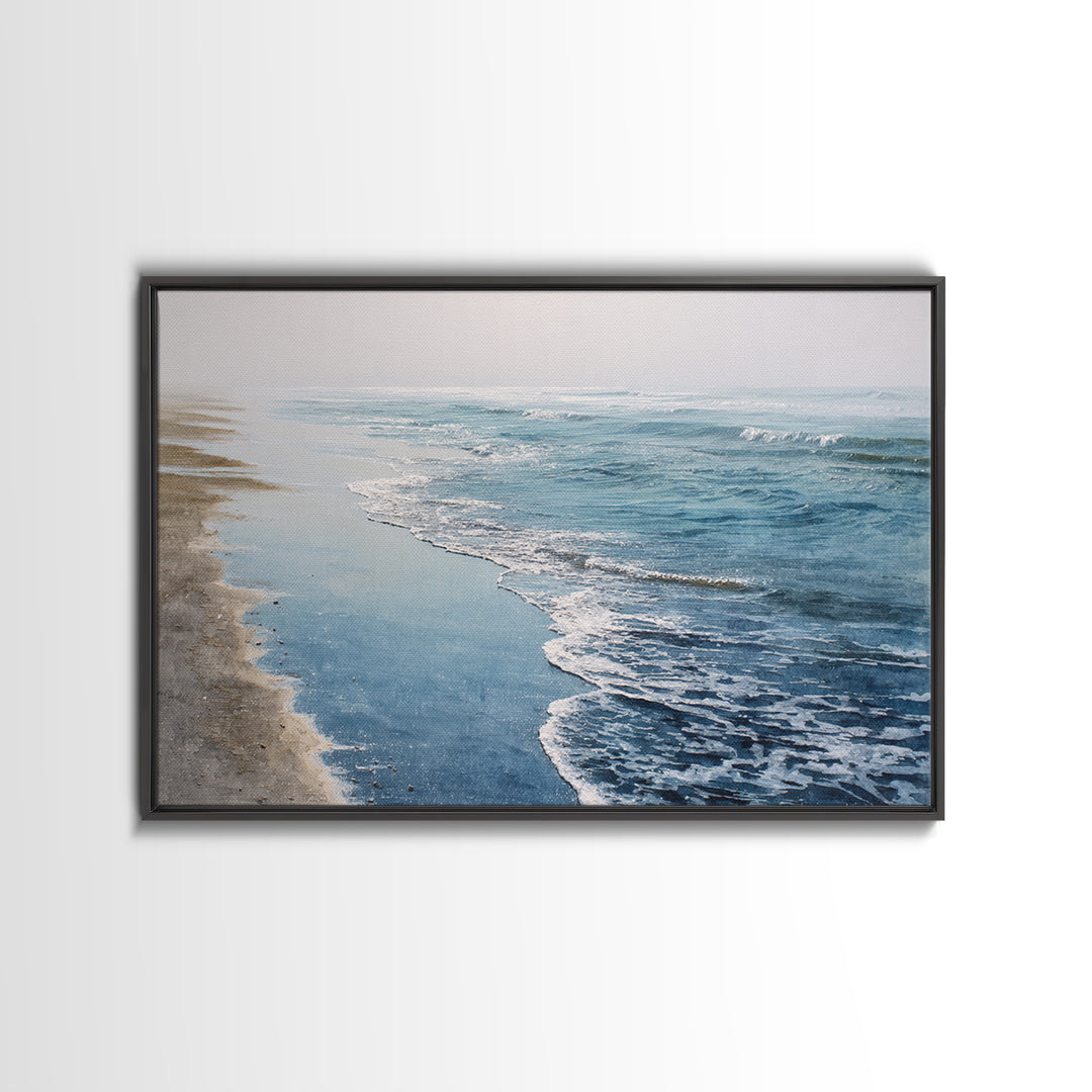 Minimal Wave Line Drawing Framed Canvas Print, Coastal Art, Coastal, Coastal Decor, Abstract Art, Coastal, Minimalist Decor, COA-3x2-60