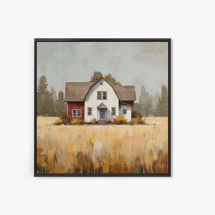 White Farmhouse Surrounded by Tall Grass Canvas Print, Country Art, Farmhouse Wall Decor, Farmhouse Decor, Fine Art, Country, COU-1x1-10