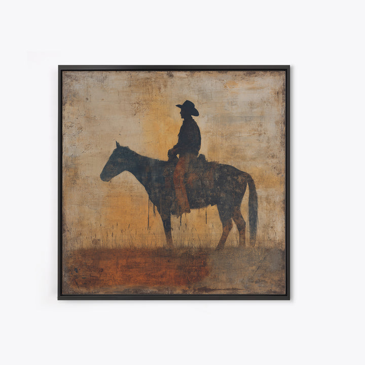 Horse and Rider Silhouette at Dusk Canvas Print, Country Art, French Country Decor, Farmhouse Decor, Fine Art, Country, COU-1x1-17