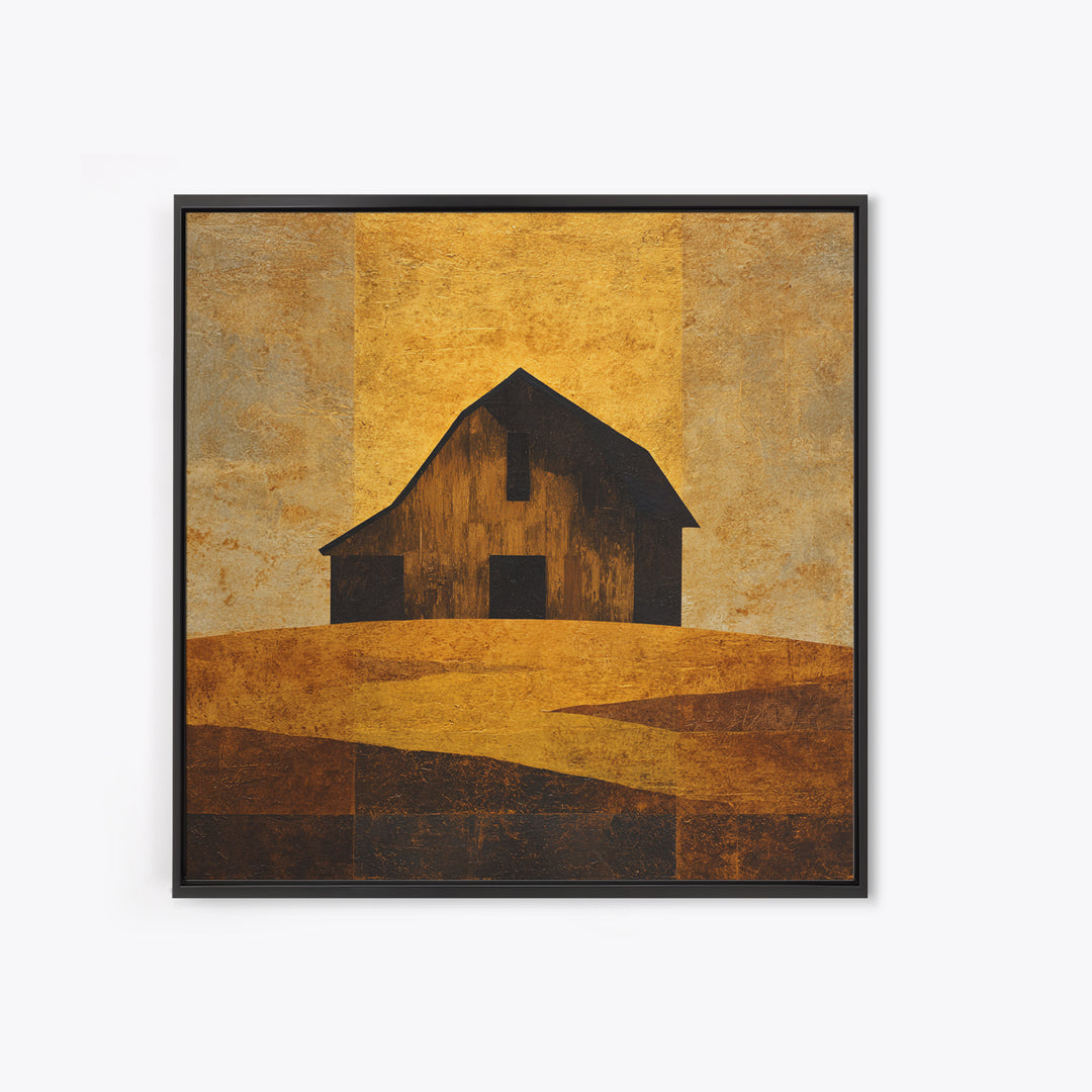 Rustic Barn Silhouette Framed Canvas Print, Country Art, Farmhouse Decor, Country, Gallery Wall Art, Landscape Wall Art, COU-1x1-27