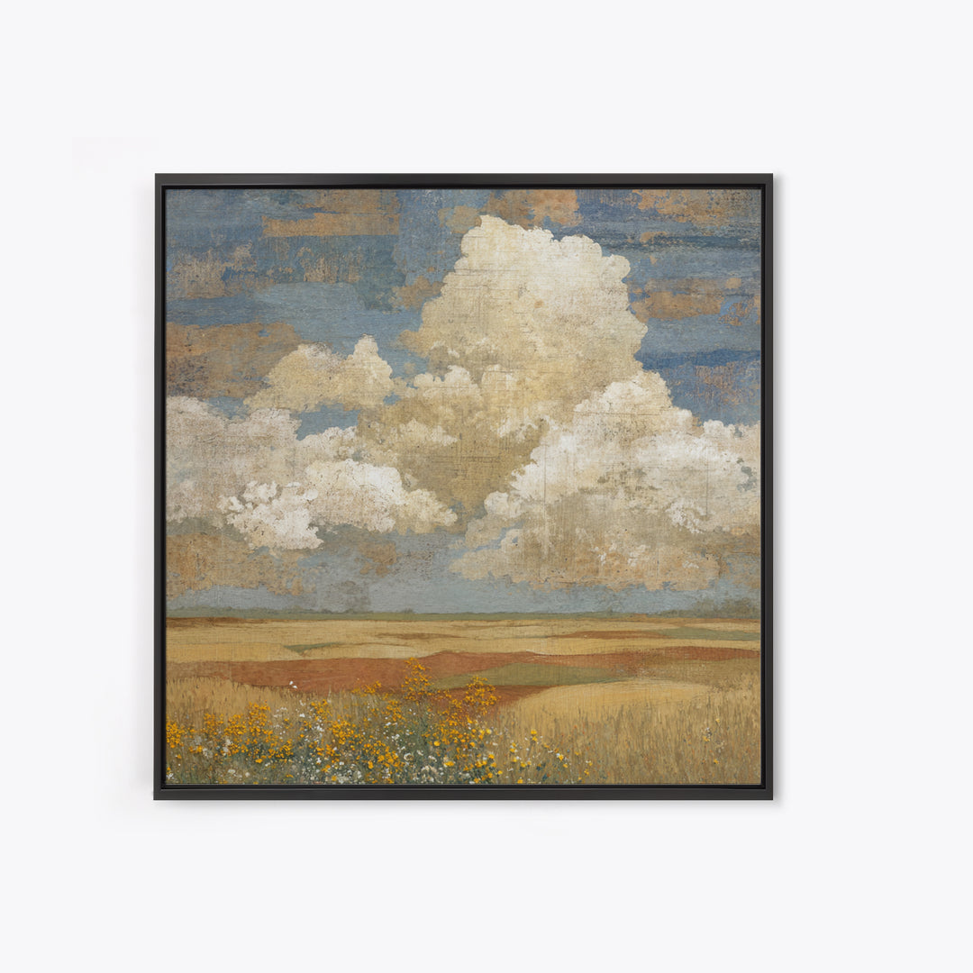 Cornfield under Dramatic Summer Clouds Framed Canvas Print, Country Art, Floral Wall Art, Farmhouse Decor, Abstract Art, COU-1x1-42