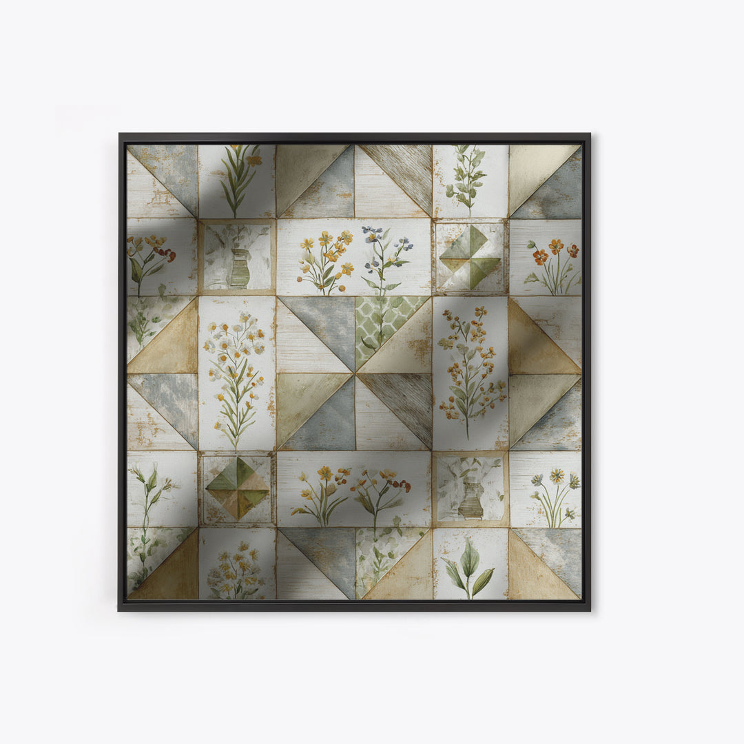 Quilt Geometric Folk Pattern Canvas Print, Country Art, Farmhouse Wall Decor, Farmhouse Decor, Abstract Art, Country, COU-1x1-60
