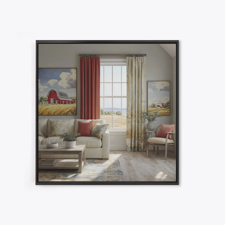 Cornfield under Dramatic Summer Clouds Framed Canvas Print, Country Art, Floral Wall Art, Farmhouse Decor, Abstract Art, COU-1x1-66