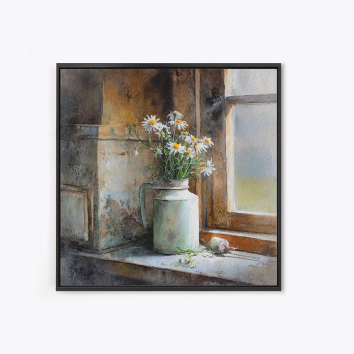 Milk Can and Daisies Rustic Still Life Canvas Print, Country Art, Statement Artwork, Farmhouse Decor, Fine Art, Country, COU-1x1-85