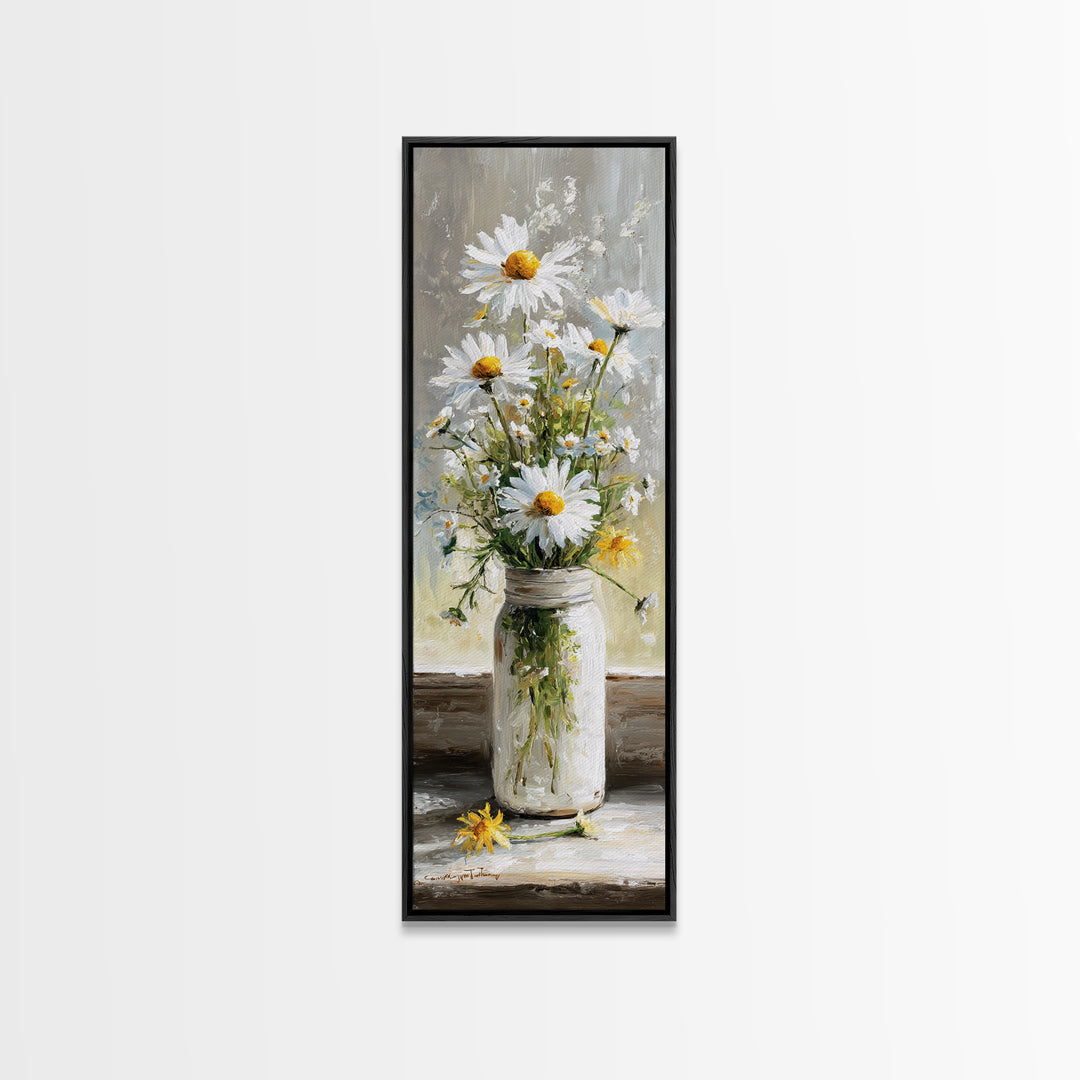 Milk Can and Daisies Rustic Still Life Canvas Print, Country Art, Eclectic Wall Art, Farmhouse Decor, Watercolor Art, Country, COU-1x3-1