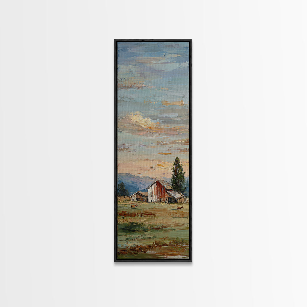 Rolling Pasture with Grazing Horses at Sunrise Canvas Print, Country Art, Fine Art Print, Farmhouse Decor, Fine Art, Country, COU-1x3-13
