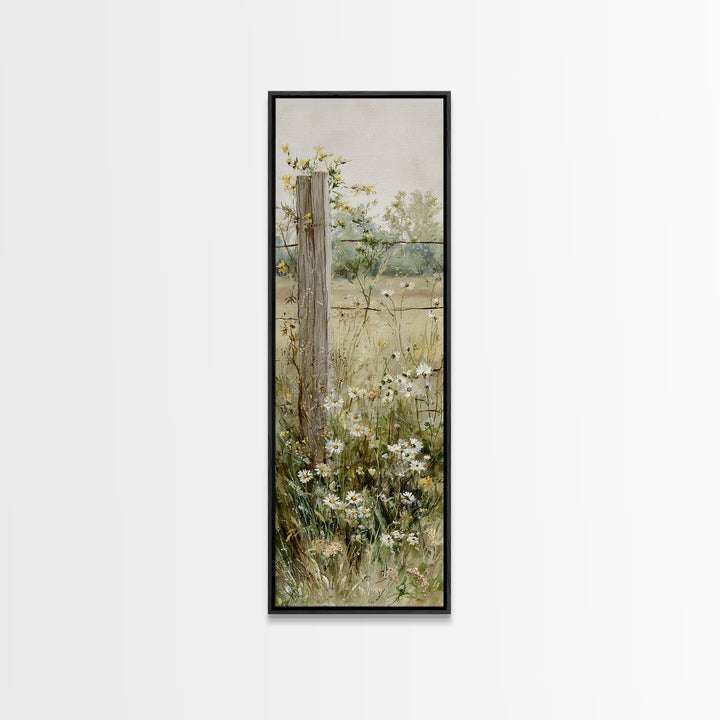 Wildflower Meadow Beside an Old Fence Canvas Print, Country Art, French Country, Farmhouse Decor, Country, Luxury Decor, COU-1x3-14