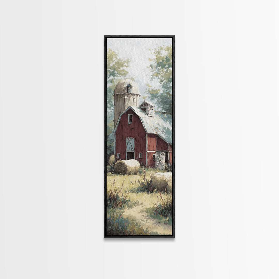Hay Bales in Late Afternoon Sun Canvas Print, Country Art, Textured Painting, Farmhouse Decor, Fine Art, Country, Oil Painting, COU-1x3-32