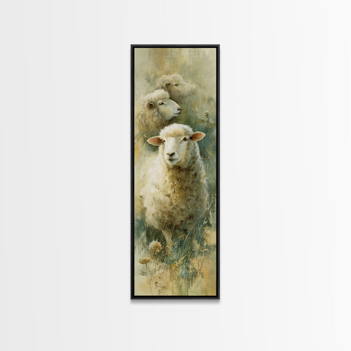 Watercolor Sheep in a Green Pasture Canvas Print, Country Art, Wall Art, Farmhouse Decor, Fine Art, Country, Digital Print, COU-1x3-35
