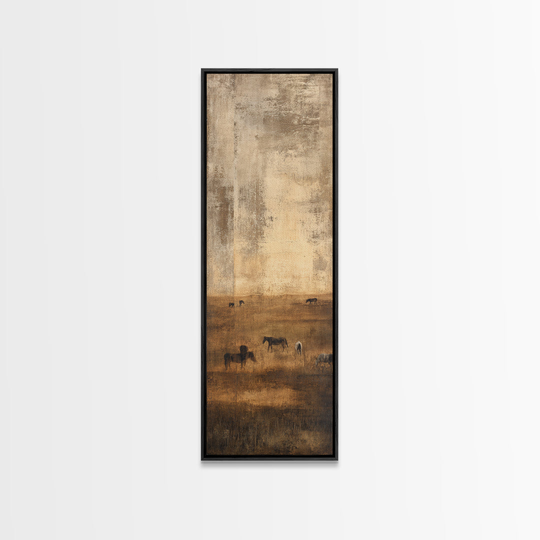 Rolling Pasture with Grazing Horses at Sunrise Canvas Print, Country Art, Fine Art Print, Farmhouse Decor, Fine Art, Country, COU-1x3-37