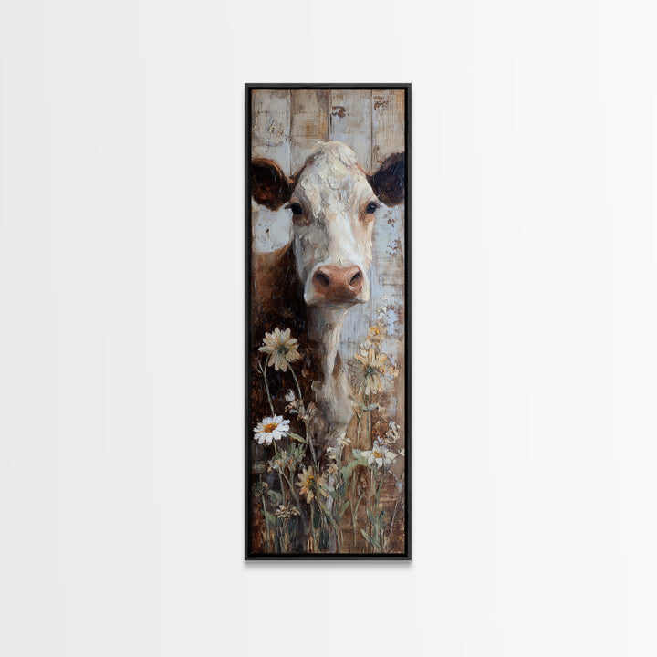Cow Portrait with Gentle Farmhouse Personality Canvas Print, Country Art, Digital Prints, Farmhouse Decor, Fine Art, Country, COU-1x3-40