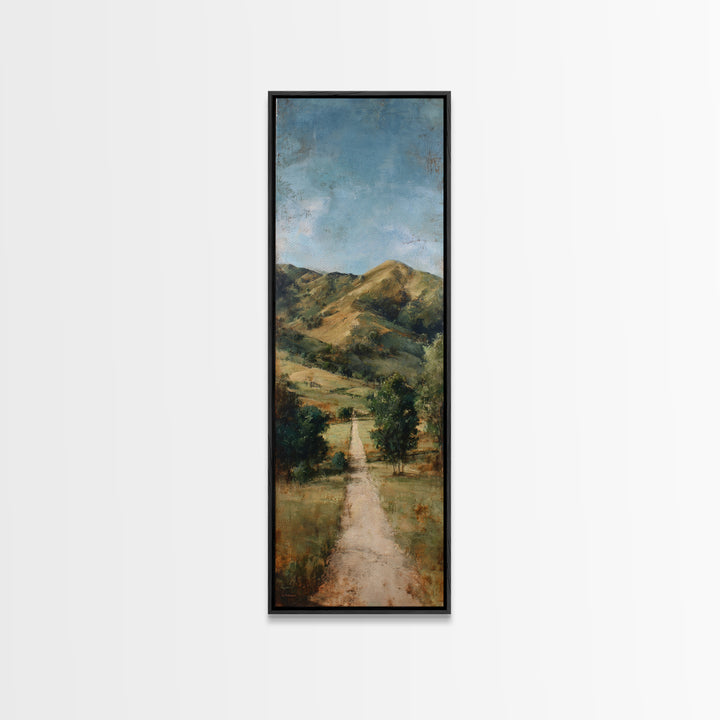 Country Road Disappearing into Green Hills Canvas Print, Country Art, Original Painting, Farmhouse Decor, Fine Art, Country, COU-1x3-43