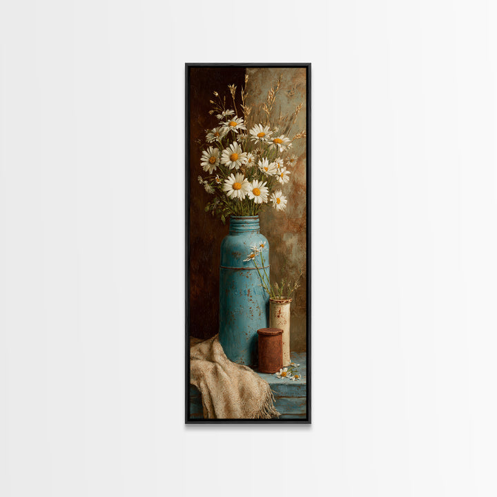 Milk Can and Daisies Rustic Still Life Canvas Print, Country Art, French Country, Farmhouse Decor, Fine Art, Country, COU-1x3-49