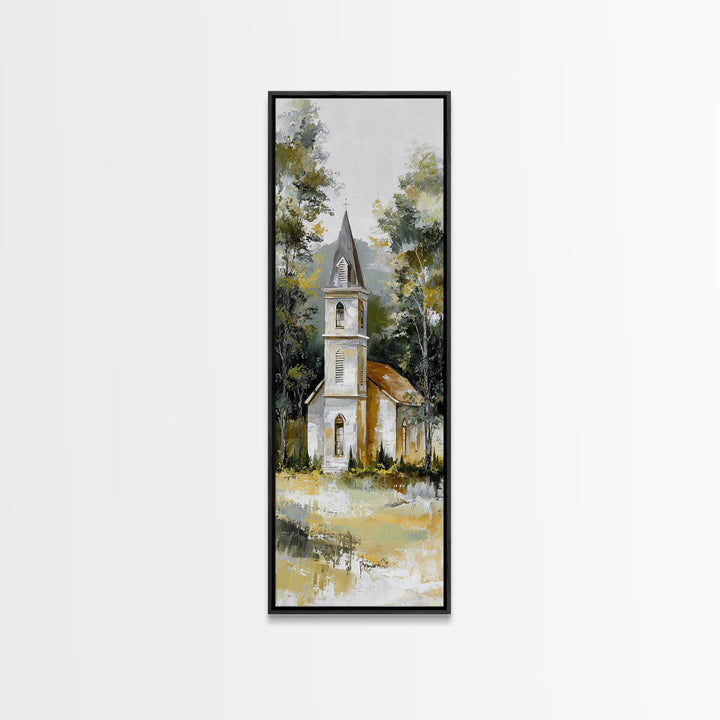 Country Church Steeple Beyond Trees Canvas Print, Country Art, Contemporary Art, Farmhouse Decor, Fine Art, Country, COU-1x3-7