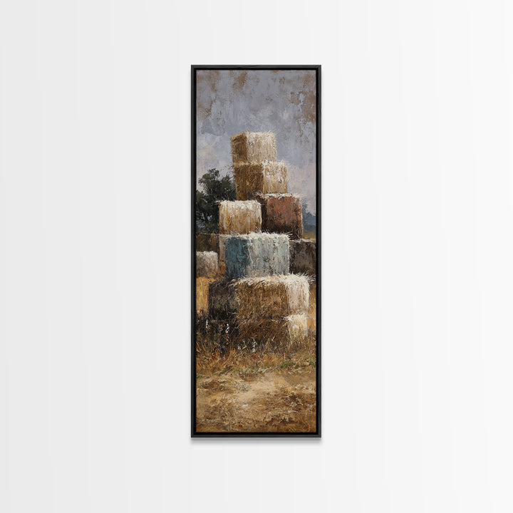 Hay Bales in Late Afternoon Sun Framed Canvas Print, Country Art, Printable Art, Farmhouse Decor, Country, French Country, COU-1x3-80