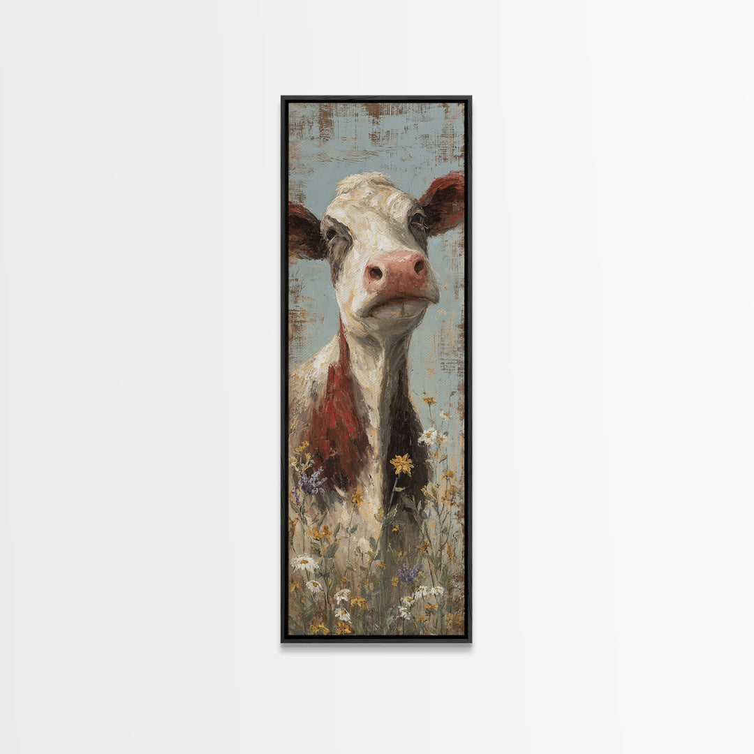 Cow Portrait with Gentle Farmhouse Personality Canvas Print, Country Art, Farmhouse Decor, Oil Painting, Country, COU-1x3-88